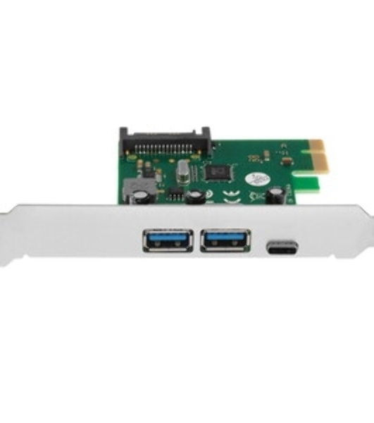 Контроллер ExeGate EXE-323 PCI-E 2.0, 2*USB 3.0 ext + 1*Type-C, разъем доп.питания (OEM)