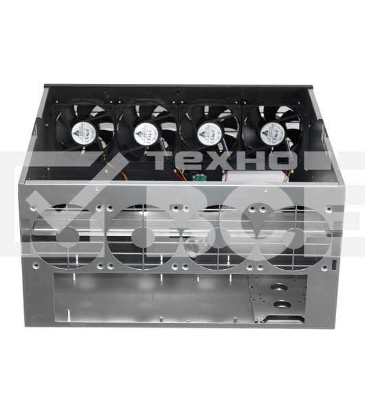 Корпус для майнинга Exegate EX270771RUS Pro 8-430 <без БП, 2*USB, 4*fan 120мм, места под: 8 видеокарт, 2 БП>