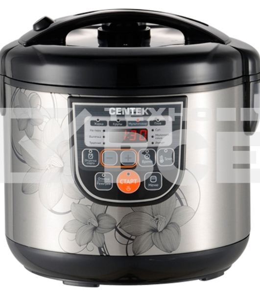 Мультиварка Centek CT-1498 (чёрный, сталь) 700Вт, 5.0л, 10 программ + 28 программ Мультишеф