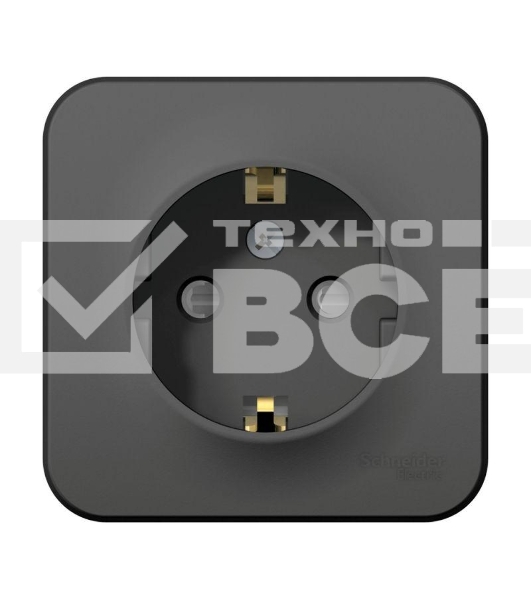 Розетка 1-м ОП Blanca 16А IP20 250В с заземл. защ. шторки с изолир. пластиной антрацит SchE BLNRA011116