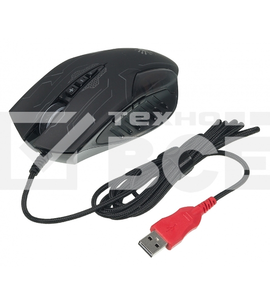Мышь проводная A4Tech Bloody Q51 черный, 3200 dpi, USB, кнопки - 8