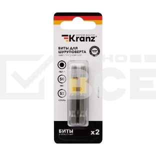 Бита шестигранная для шуруповерта KRANZ HEX4х50 мм (2 шт./уп.)