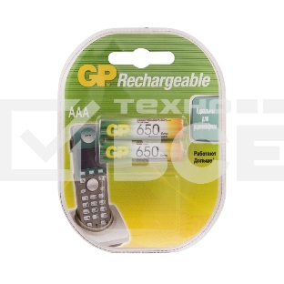 Перезаряжаемые аккумуляторы GP 65AAAHC AAA, емкость 650 мАч - 2 шт. в клемшеле