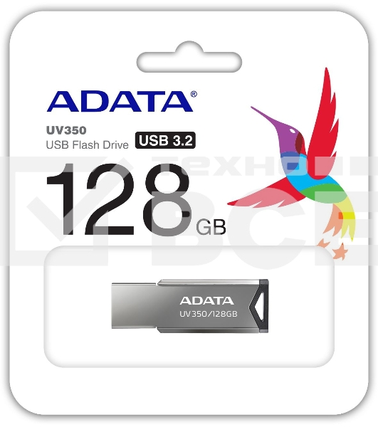 Флешка USB A-Data 128Gb UV350 AUV350-128G-RBK USB3.0 серебристый