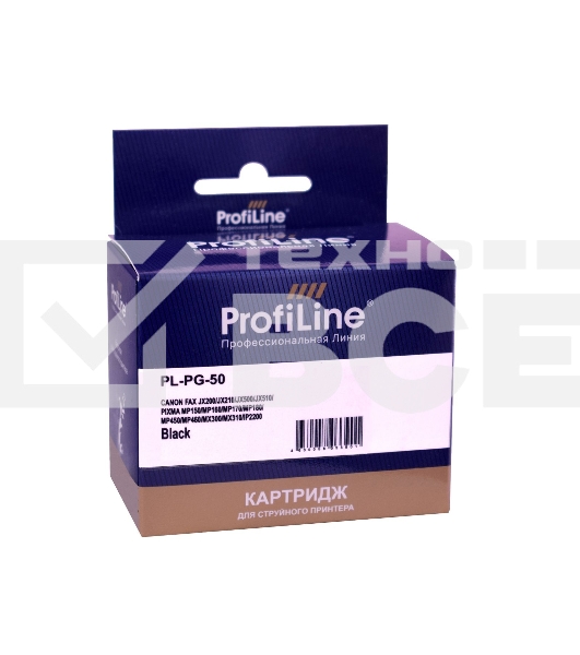 Струйный картридж PL-PG-50 для принтеров CANON FAX JX200/JX210/JX500/JX510/PIXMA MP150/MP160/MP170/MP180/MP450/MP460/MX300/MX310/IP2200 с чернилами Black ProfiLine
