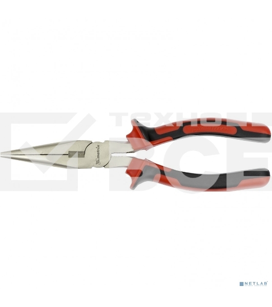 Длинногубцы MATRIX NICKEL, 200 мм, прямые никелированные, двухкомпонентные рукоятки 17168