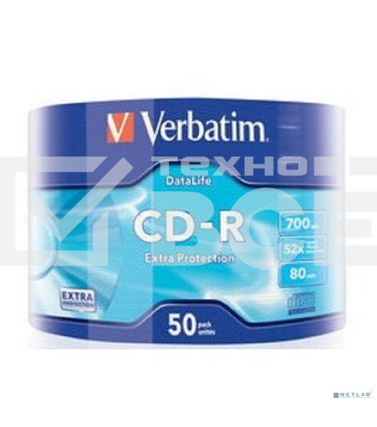 Диск CD-R Verbatim 700 Mb, 52x, Shrink (50), DataLife (50/600)