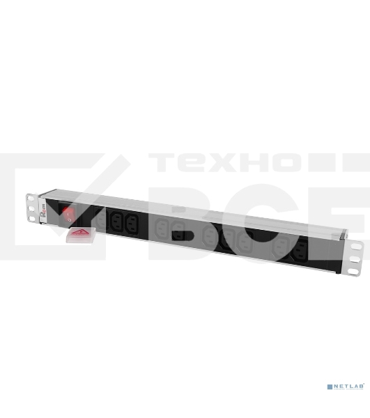 Блок розеток Rem-10 с выкл., 12 IEC 60320 C13, 10 A, алюм., 19