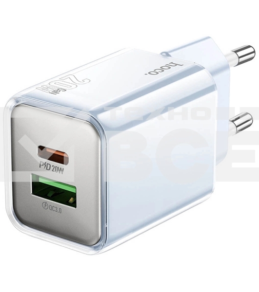 Сетевое зарядное устройство Hoco N46 Glorious 20W 3A (PD) синий