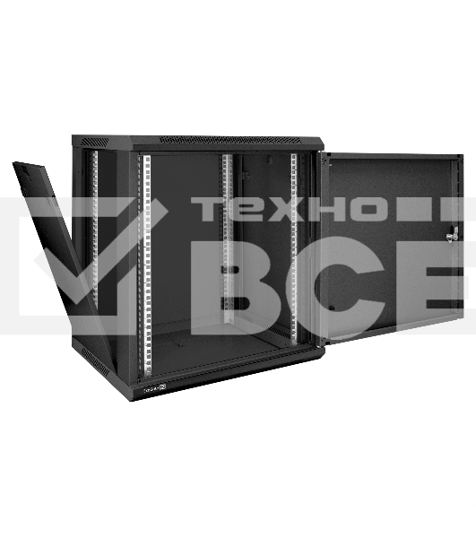Шкаф телекоммуникационный 19' настенный 12U ExeGate EC-WM-12U.450.M.BLACK (19', 12U, 600x450x635 мм (ШхГхВ), передняя дверь металл, съемные боковые панели, пыле- и влагозащита IP23, черный RAL 9004)