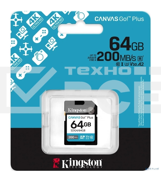 Флеш карта SDXC 64Gb Kingston SDG4/64Gb Canvas Go! Plus w/o adapter