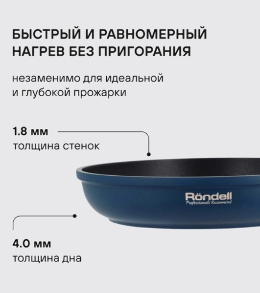 Сковорода Rondell Del mar RDA-1848 круглая 26см покрытие: Xylan Plus ручка съемная (без крышки) синий