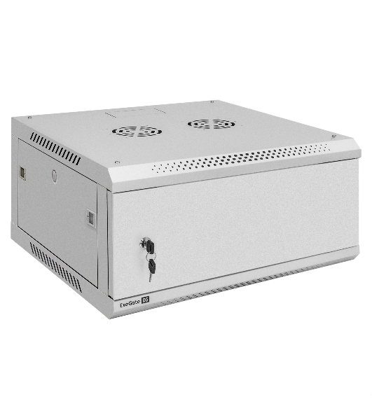 Шкаф телекоммуникационный 19' настенный 4U ExeGate EC-WM-4U.600.M.GREY (19”, 4U, 600x600x280mm (ШхГхВ), передняя дверь металл, съемные боковые панели, пыле- и влагозащита IP23, светло-серый RAL 7035)