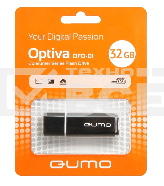 Флэш Диск USB 2.0 QUMO 32GB Optiva 01 Black QM32GUD-OP1-black