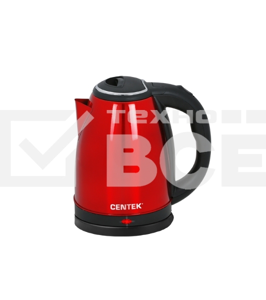 Чайник Centek CT-1068 RED (красный) металл 2л, 2000W, хромированная вставка на крышке