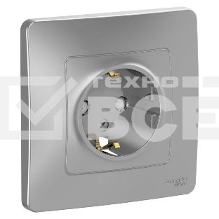 Розетка 1-м СП Blanca 16А IP20 250В с заземл. защ. шторки алюм. SchE BLNRS001113