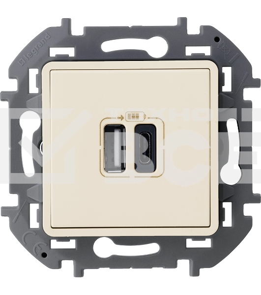 Зарядное устройство 2 разъема Legrand Inspiria USB A-C 240В/5В 3000мА слоновая кость