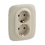 Силовая розетка двойная Valena ALLURE 2х2К+З 16А 250В с лицевой панелью. С защитными шторками. Безвинтовые зажимы. Слоновая кость Valena ALLURE. Силовая розетка двойная 2х2К+З 16А 250В с лицевой панелью. С защитными шторками. Безвинтовые зажимы. Слоновая кость, фото2