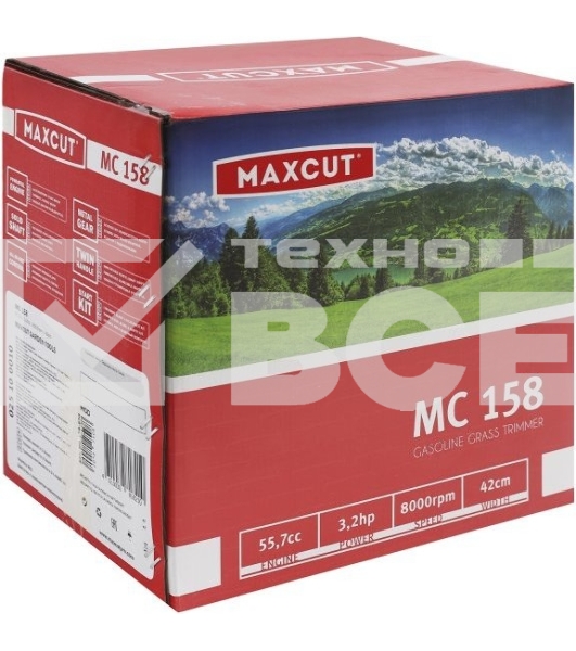Триммер бензиновый MAXCUT MC 158 (1+1) 25100010 Объем дв 54.7 см?; Мощн дв 3.2 л.с.; Диам ножа: 25.5 см; Диам лески: 2.0-2.4 мм; Захват: 42 см Объем бака: 1,2 л; Вес: 7.3 кг;