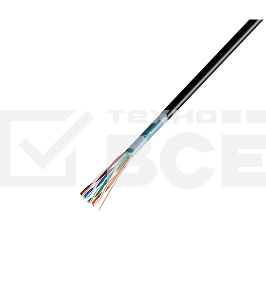 Кабель витая пара Rexant F/UTP, категория 5e, ZH нг(А)-HF, 4PR, 24AWG, внешний, черный, 305 м