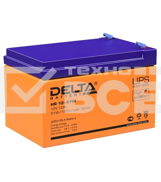 Батарея Delta HR 12-51W (12V, 12Ah)