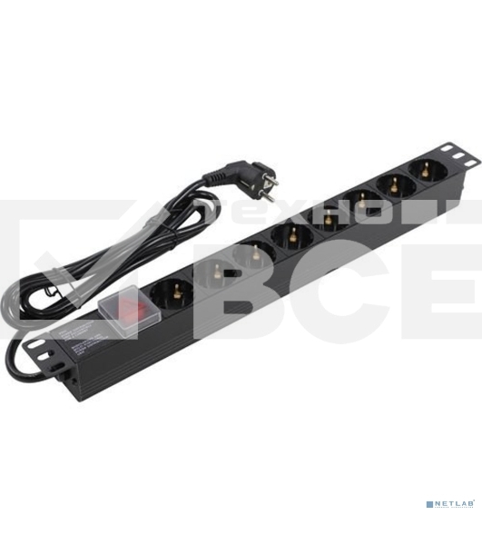 Блок розеток горизонтальный ExeGate ServerPro PDU-19H804 Al-8S-EU2.5-SW, 19