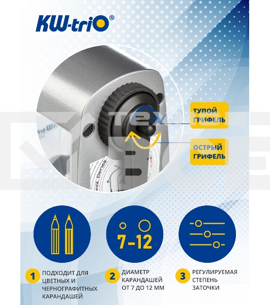 Точилка для карандашей KW-TRIO Мельница 30FA механическая, серебристый