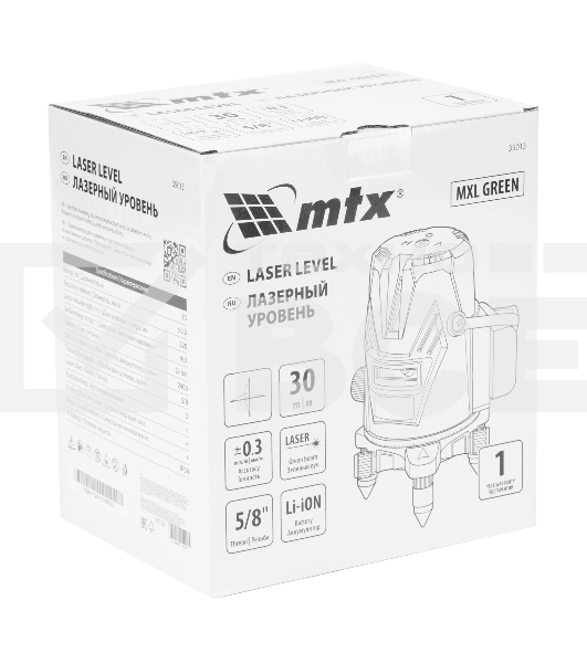 Лазерный уровень MTX MXL GREEN, 30 м, зеленый луч, акк. Li 2400 mAh, сумка, резьба 5/8'