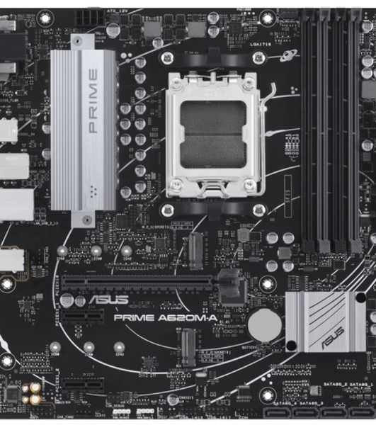 Материнская плата ASUS PRIME A620M-A-CSM, AM5, AMD A620, 2xDDR5, 4xSATA, 2xM.2, 1xPCI-E 4.0 x16, 1xHDMI, 1xDP, 1xVGA, 1x 1Gb LAN, 2xUSB-A 3.2 Gen 1, 4xUSB-A 2.0, 3x3.5 мм, 7.1, Micro-ATX