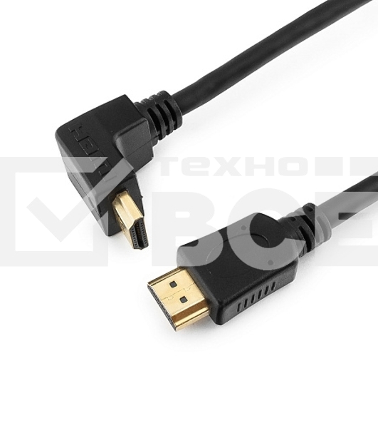 Кабель Cablexpert HDMI CC-HDMI490-15, 19M/19M, v2.0, медь, позол.разъемы, экран, угловой, 4.5м, черный, пакет