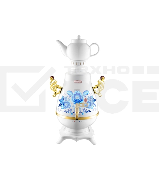 Самовар Centek CT-0092 A (белый+рисунок+золото), 4.0л, 2300Вт, поддерж.t + LED индикатор