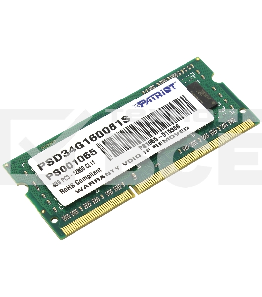 Оперативная память Patriot, DDR3, 4GB (1x4 GB), 1600 MHz, CL11, SO-DIMM