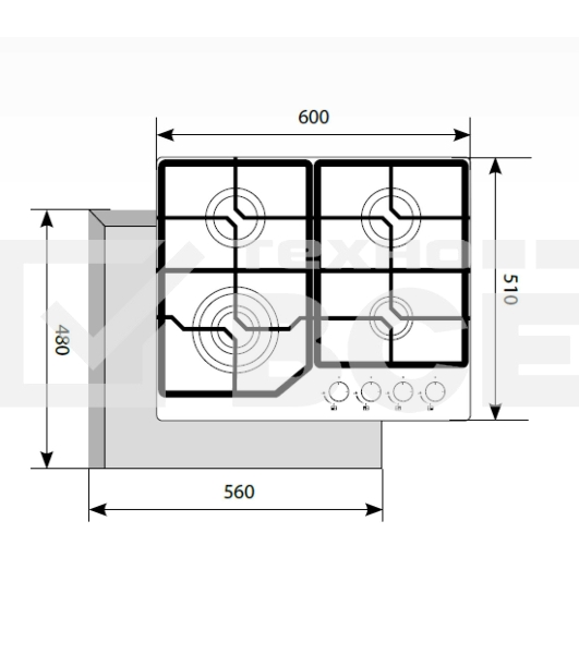 Газовая варочная поверхность LEX GVG 640-1 WH белый