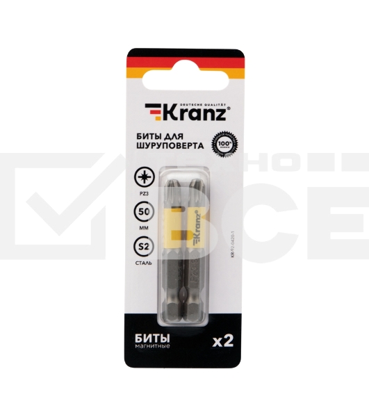 Бита для шуруповерта KRANZ PZ3х50 мм (2 шт./уп.)