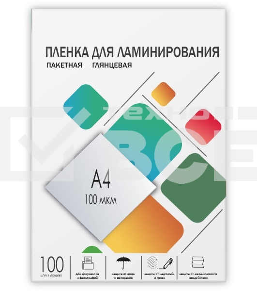 Пленка для ламинирования 216х303 (100 мик) 100 шт. Гелеос (LPA4-100)