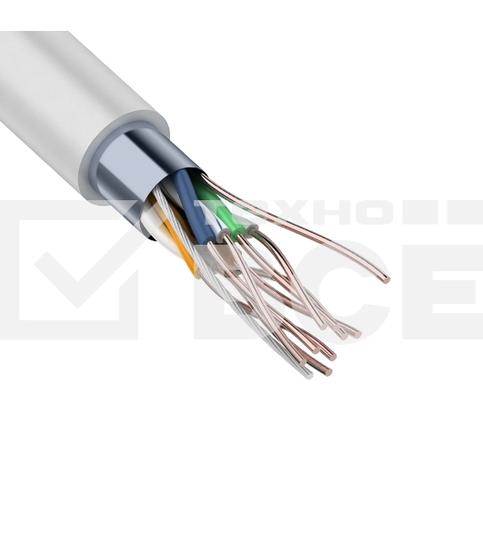 Кабель витая пара Rexant F/UTP, категория 5e, ZH нг(А)-HF, 4PR, 24AWG, внутренний, серый, 305 м