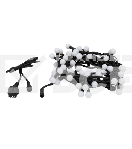 Гирлянда Мультишарики Ø17,5 мм, 10 м, черный каучук, 80 LED, цвет RGB
