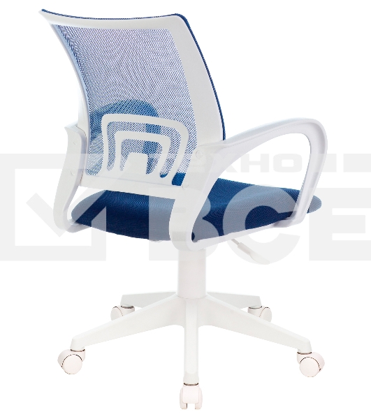 Кресло компьютерное Бюрократ CH-W695NLT TW-05N TW-10N темно-синий, сетка/ткань, крестовина пластик, пластик белый