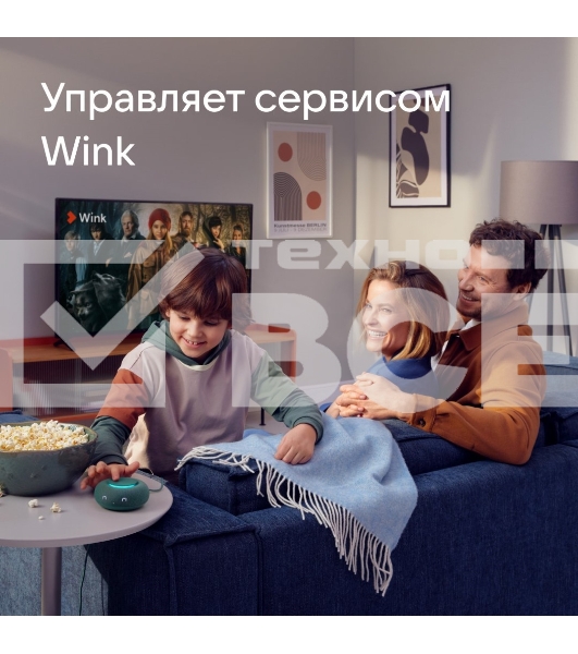 Умная колонка VK Капсула Мини 5Вт, с голосовым ассистентом Маруся, с LED-часами, хвойно зеленый