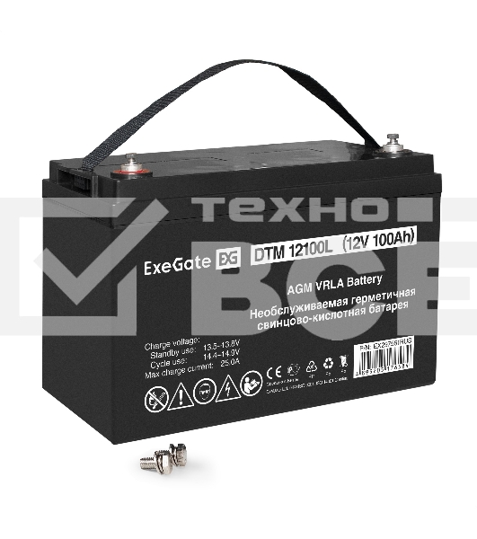 Аккумуляторная батарея ExeGate DTM 12100L (12V 100Ah, болт М6)