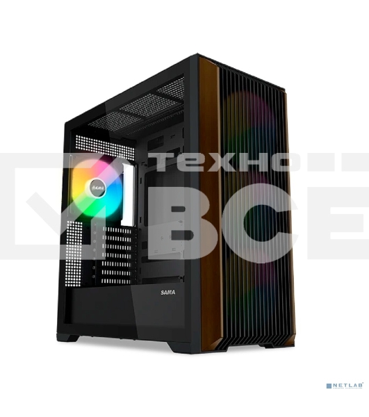 Корпус SAMA Z60, Midi-Tower, чёрный, 4 x 140 мм