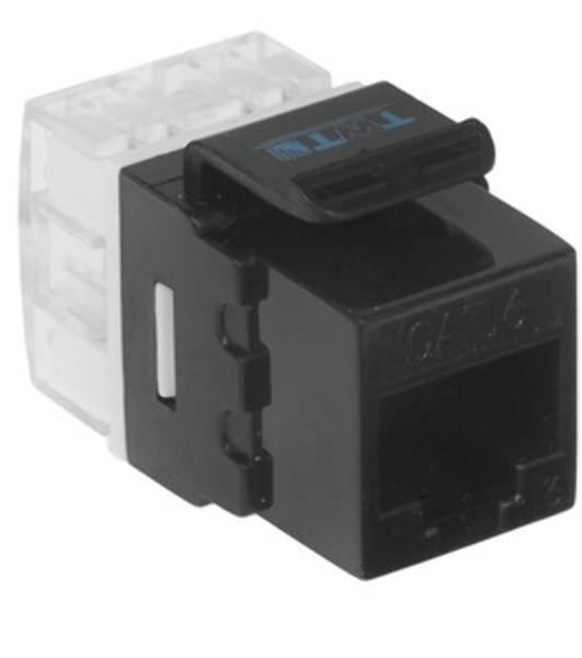 Модуль Keystone RJ45, Cat.6, UTP, 180 градусов, черный