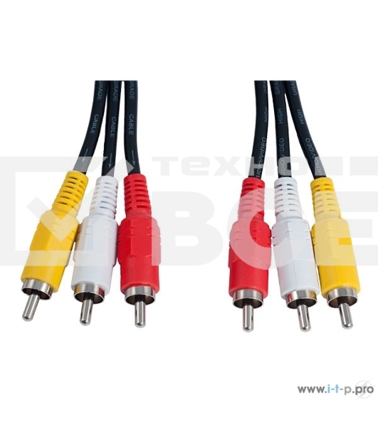 Кабель PERFEO 3xRCA вилка - 3xRCA вилка, длина 2 м