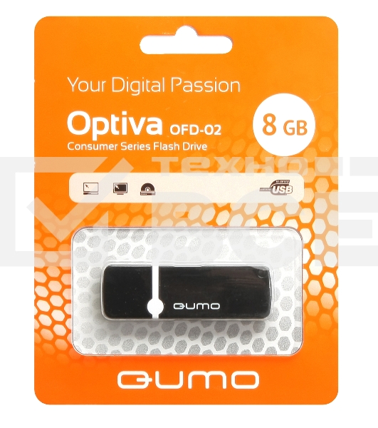Флэш Диск QUMO 8GB Optiva 02 Black QM8GUD-OP2-black