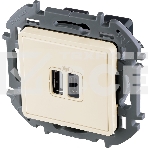 Зарядное устройство 2 разъема Legrand Inspiria USB A-C 240В/5В 3000мА слоновая кость, фото 1