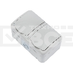 Блок горизонтальный 2 розетки Mini OG IP54 с заземлением, о/у, серый KRANZ, фото6