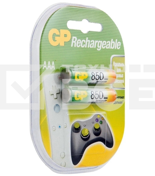 Аккумулятор GP Rechargeable (GP 85AAAHC-2CR2) NiMH 85AAAHC 850mAh, 2 шт AAA, 850мАч (2 шт. в уп-ке)