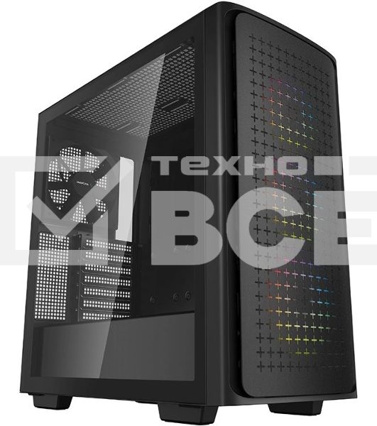 Компьютерный корпус Deepcool CK560 без БП, боковое окно (закаленное стекло), 3xARGB LED 120мм вентилятора спереди и 1x140мм вентилятор сзади, черный, ATX