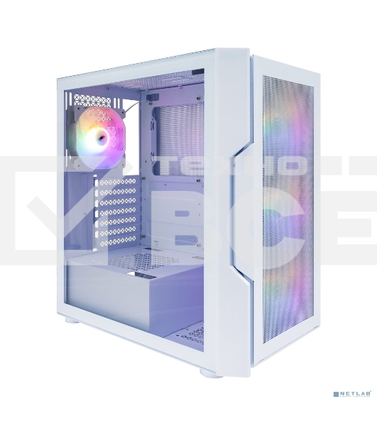 Компьютерный корпус 1STPLAYER TRILOBITE T7-P White / ATX / 4x120mm LED fans / T7-P-WH-4F1-W