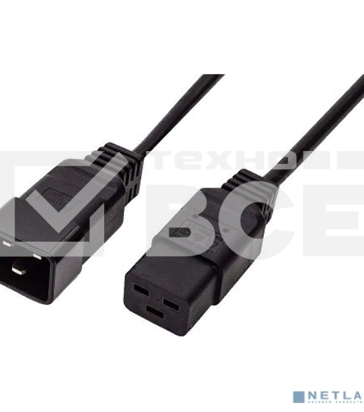 Кабель питания Filum С19-C20, 3х1.5мм, 220В, 16A, чёрный, 5м (FL-PC16-C19-C20-5M)